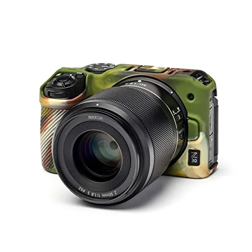easyCover Silikon Kameratasche für Nikon Z30 - Camouflage - Kameratasche für Nikon Z30, maßgeschneiderter Schutz vor Stößen und Kratzern, hochwertiges Silikon für sicheren Griff und komfortable Handhabung.