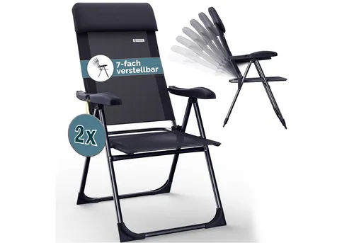 Casaria Gartenstuhl Klappbar 2er Set - 7-fach Verstellbar mit hoher Rückenlehne - Stühle für den Garten, wetterfest und komfortabel, ideal für entspannte Stunden im Freien.