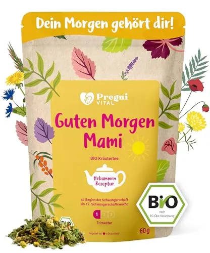 PregniVITAL Guten Morgen Mami – BIO Schwangerschaftstee 1. Trimester mit Ingwer, Minze und Frauenkräutern – Lose Kräuter