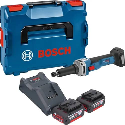 Bosch GGS 18V-23 LC Akku Geradschleifer Set mit 2 Akkus und Ladegerät - Vielseitiger Akku Geradschleifer für präzises Arbeiten. Ausgestattet mit bürstenlosem Motor und Sicherheitsfunktionen, ideal für den professionellen Einsatz.