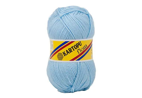 Kartopu 5 x 100g Strick-Häkel-Garn Kartopu Flora Acryl-Wolle Farbwahl Häkelwolle, 1150 m (5er-Pack, 5-St), K540 hellblau