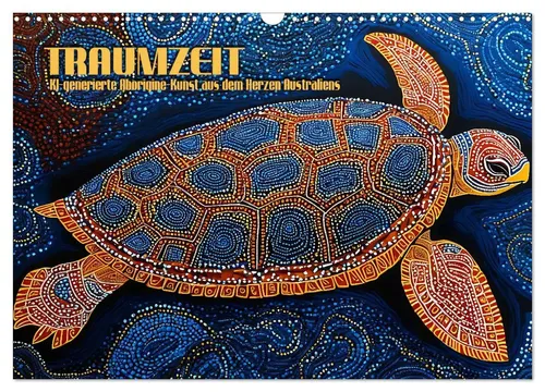 Renate Utz | Traumzeit - KI-generierte Aborigine-Kunst - Kalender mit 14 Seiten, inspiriert von der Regenbogenschlange, bietet einzigartige Kunstwerke und verbindet Tradition mit modernem Design.