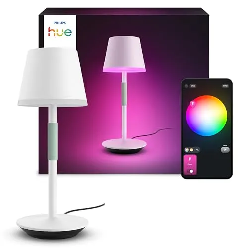 PHILIPS Hue White Col. Amb. Go Tischleuchte - Tragbare Leuchte mit 16 Mio. Farben, ideal für Innen- und Außenbereich, bis zu 48 Stunden Lichtgenuss