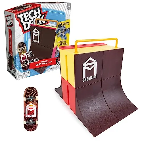 TECH DECK - Finger-Skate – Starter Set X-Connect SK8MAFIA Grün Wall – Tech Deck Skatepark 100% anpassbar zum Bauen und Personalisieren + 1 Exklusives Finger-Skateboard – Mini-Skateboard – Spielzeug