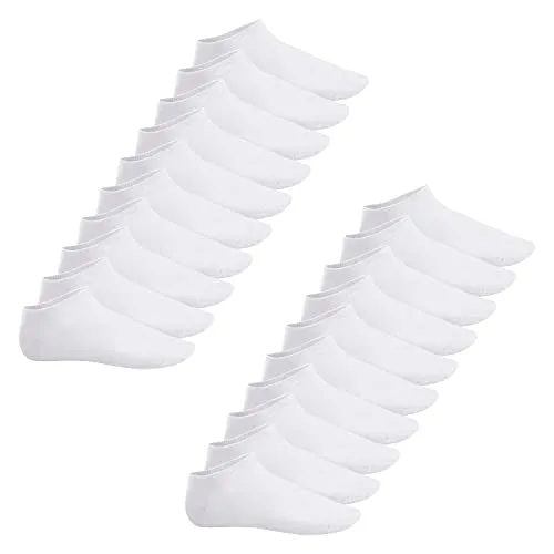 Footstar EVERYDAY! 20 Paar Damen & Herren Sneaker Socken - Weiß 35-38 - Bequeme Knöchelsocken für Damen und Herren im praktischen 20er Pack. Mit lockerer Piqué-Kettelung und flacher Passform, ideal für den Sommer. Hochwertiges, hautfreundliches Material sorgt für angenehmen Komfort und Atmungsaktivität.