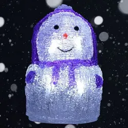 Buri - Led-acryl-schneemann 16x11cm Winterdeko Weihnachtsdeko Weihnachtsfigur Dekofigur - Blau