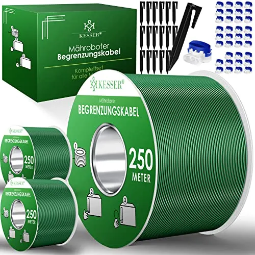 KESSER® Begrenzungskabel Set 750m mit 2400 Erdspießen - Mähroboterzubehör: Robust und wetterbeständig, ideal für die präzise Begrenzung Ihres Mähroboters in jedem Garten.