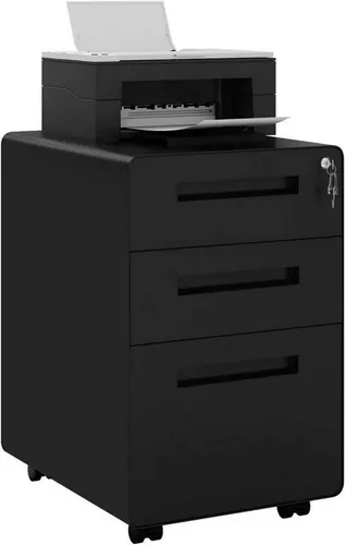 Woltu Rollcontainer, Mobiler Aktenschrank mit 3 Schubladen - Praktischer Aktenschrank mit 3 Schubladen für optimale Aufbewahrung. Schließsystem für Sicherheit und abgerundete Ecken für mehr Sicherheit. Ideal für Büro und Home Office.