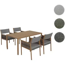 Garten-Essgarnitur HWC-Q12 – Tisch und 4 Stühle aus Polyrattan