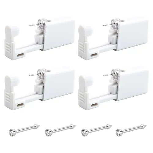 KBSICWO Einweg Nasenpiercing Stecher Set – 4 Sterile Piercing-Werkzeuge