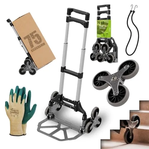TroniTechnik Sackkarre Transportkarre, klappbar bis 75kg Tragfähigkeit - Sackkarren für vielseitigen Einsatz, mit rutschfester Fläche, Tragegriff und Spanngummiseil für sicheren Transport.