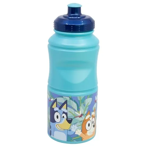 STOR Kinder Trinkflasche Bluey 380ml Kunststoff Wiederverwendbar mit Auslaufsicherem Verschluss Rutschfest BPA-frei