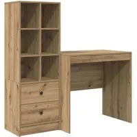 vidaXL Schreibtisch mit Stauraum 2 pcs Artisan-Eiche - Kinderschreibtisch mit modernem Design und cleverem Stauraum, ideal für produktives Lernen und Arbeiten. Inklusive Regalen und Schubladen für Ordnung und Übersicht.
