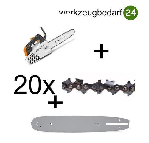 STIHL Benzin-Kettensäge Set: Stihl Kettensäge MS 194 T 30 cm 3/8P 1.1 mm + 20 Sägeketten