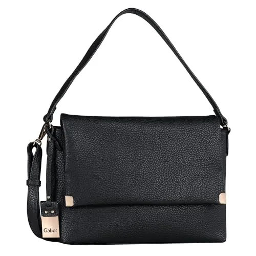 Gabor GELA Umhängetasche in Schwarz - Umhängetasche aus grob genarbtem Lederimitat mit klassisch femininer Note, flexibler Trageoption und idealen Maßen für jeden Anlass.