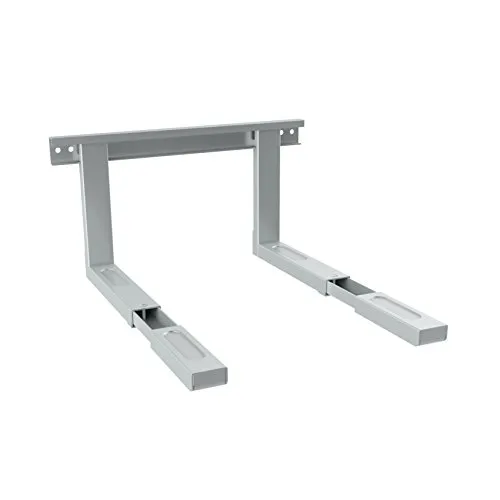 PureMounts MWH-02 Universal-/Mikrowellenhalterung für Wandmontage Längenverstellbare Ausleger (385-535mm), Auslegerbreite: 43cm, Traglast: max. 35,0kg, Silbergrau