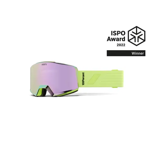 NORG HiPER Snow Goggle Acid Snow - Lavender ML Mirror - Unisex Ski- und Snowboardbrille mit grünem Rahmen, bietet optimalen Sichtkomfort und stylisches Design für dein nächstes Abenteuer im Schnee.