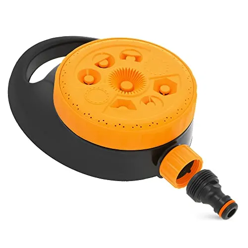 Garten Sprenger mit Einstellbare Statische Tragbares Sprinkler Wassersprinkler mit Untersatz 8 Sprüh-Funktionen Verschiedene Sprühbilder Rasensprenger Kreisregner Bewässerung Wasseranschluss