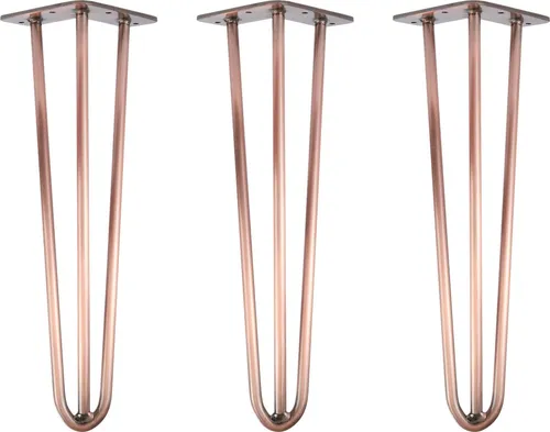 Natural Goods Berlin 3X Hairpin Leg Tischbeine - Antik Roségold - Möbelfüße aus 12mm Stahl, ideal für individuelle DIY-Projekte. Stabilität durch doppelseitige Schweißnähte und viele Farben sowie Größen verfügbar.