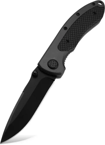 Outdoor-Einhandmesser Anglermesser, Griffschale in Carbon-Optik, Klinge: 8,5 cm