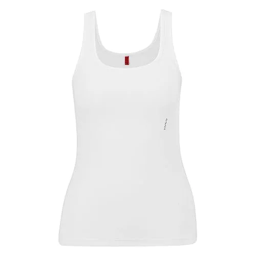 HUGO UNDERWEAR TWIN VEST Damen Tanktop, Gr. XS, weiß - Stylisches Damen Tanktop aus 95% Baumwolle und 5% Elasthan, ideal für Training und Freizeit. Mit tiefem Rundhals und vertikalem Logoprint für einen modernen Look.