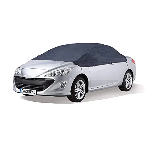 Cartrend Autoabdeckung 70339 für Kompaktwagen - Halbgarage aus robustem Faservliesstoff, schützt Kompaktwagen optimal vor Regen, Schnee und Schmutz. Ideal für Innen- und Außenbereich, einfache Befestigung durch Gummibänder.