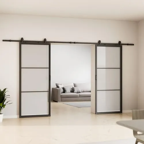 inova Glas-Schiebetür Komplettset klar 1760x2035mm - Schiebetüren im Industriestil mit beidseitigem Softclose, inklusive Montagematerial für einfache Installation und nahezu lautlose Bedienung.