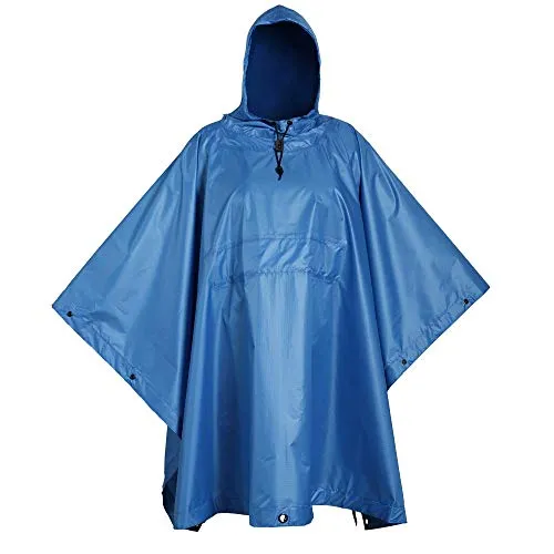 USGI Industries Militärischer Stil Poncho – Notfallzelt, Unterschlupf, Überleben – Mehrzweck-Regenponcho mit Ripstop-Camouflage, arctic blue, One size