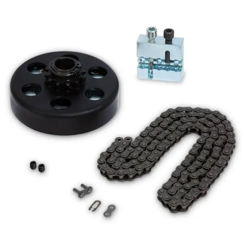 EBERTH Fliehkraftkupplung 19,05mm mit Kettenrad und Toolkit - Stromerzeuger mit wartungsfreier Fliehkraftkupplung für 19,05mm Wellen, ideal für Go Karts und Mini Bikes. Inklusive 1,2m Kette Typ 35 und praktischem Toolkit für einfache Montage.