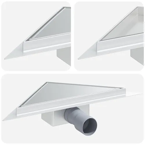 Dreiecks-Duschabfluss Silber 32x32 cm - Eleganter Duschablauf in Silber, ideal für moderne Badezimmer. Mit einem durchdachten Design sorgt er für optimale Wasserableitung und ergänzt Ihr Bad stilvoll.