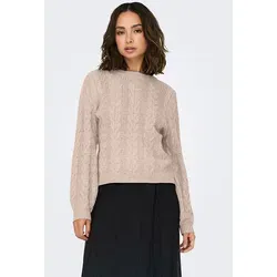 ONLY Female Strickpullover ONLRUBINA Ls Cable O-Neck KNT Noos 15317515 - Eleganter Damenpullover in Mocha Meringue, sorgt für ein angenehmes Tragegefühl mit weicher Haptik und regulärer Passform – ideal für stilvolle Looks.