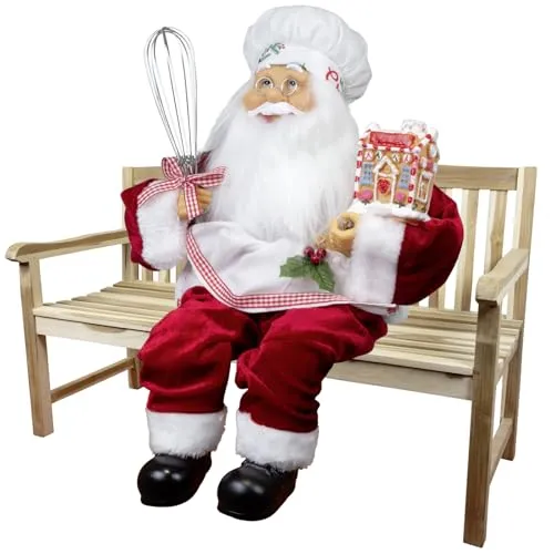 Christmas Paradise Sitzender Weihnachtsmann 45cm - Weihnachtlicher Zierschmuck – Handgefertigte Dekofigur mit lebensechten Details, ideal für festliche Dekoration und nostalgische Erinnerungen an die Kindheit.