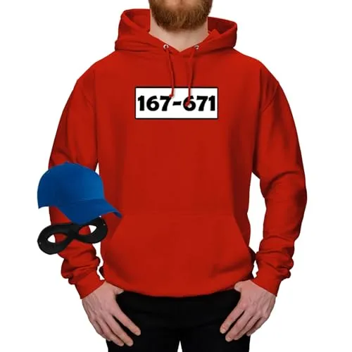Jimmys Textilfactory Hoodie Panzerknacker Karneval Kostüm Set Deluxe XS-5XL Herren Verkleidung Fasching Outfit Rosenmontag Karnevalszug JGA, Größe:XL, Set: klassik, Logo: Standard-Nr