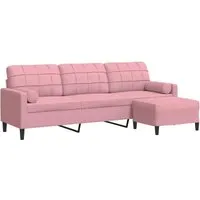 vidaXL 3-Sitzer-Sofa mit Hocker Rosa 210 cm Samt - Elegantes 3-Sitzer-Sofa mit robustem Metallgestell und weichem Samtbezug für höchsten Komfort. Ideal zum Entspannen oder als stilvoller Blickfang in deinem Wohnzimmer.