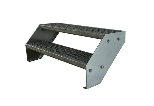 Kaminbau Mierzwa Außentreppe Premium Treppe Verzinkt, für Geschosshöhen bis 38 cm, Stufen Gitterroststufen nach DIN 24531, (Höhe 38 cm, Breite wählbar aus 60, 80, 100, 120, 140 cm), Gartentreppe Stahltreppe Wetterfest Rostfrei Feuer-Verzinkt Rutschfest
