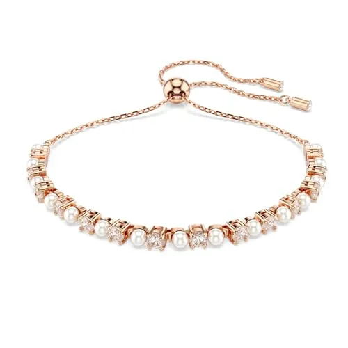 Swarovski Armband Matrix Armkette 5689633, 5729506 - Elegantes Kettenarmband mit Swarovski® Kristallen und Perlen in roségold und weiß, ideal als Geschenk für besondere Anlässe.