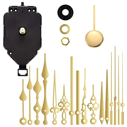 DASHUAIGE Quarz Pendel Trigger Clock Uhrwerk, 6 Paar Lange Achse und Kurze Achse Uhrwerk mit manueller Batterieversorgung, Wanduhr-Mechanismus Teile Motor Ersatz DIY Reparatur Teile (Gold)