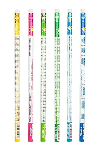 itsisa Bleistift Spickzettel mit Radiergummi, 6er Set - ausgefallener Bleistift mit Radierer, Stift