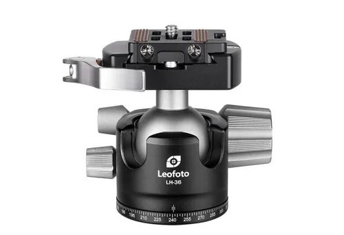Leofoto Stativ-Kugelkopf LH-36LR + Schnellwechselplatte NP-50 - Hochwertiger Kugelkopf für Stative mit 18 kg Tragfähigkeit, gefertigt aus korrosionsbeständigem Aluminium, ideal für professionelle Fotografen.