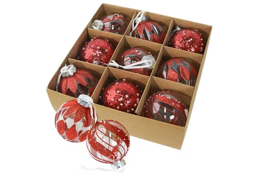 M&W DAS DESIGN Weihnachtsbaumkugel Weihnachtskugeln Christmas Decorations 8CM Rot