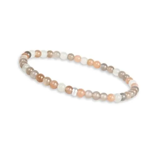 GD GOOD.designs Mondstein Perlenarmband Damen mit 4 mm Naturstein Perlen | 925 Silber Perle | Edelstein Armband | Kugelarmband