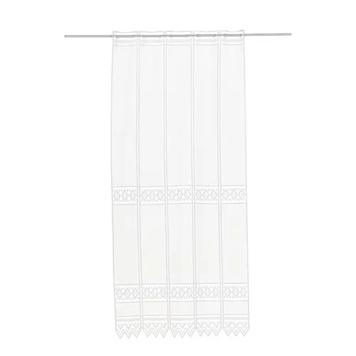 Gardinen Kranzusch Scheibengardine Jacquard grafisch 150x65 cm H/B Weiß Bistrogardine Vorhang Küche 1er Pack