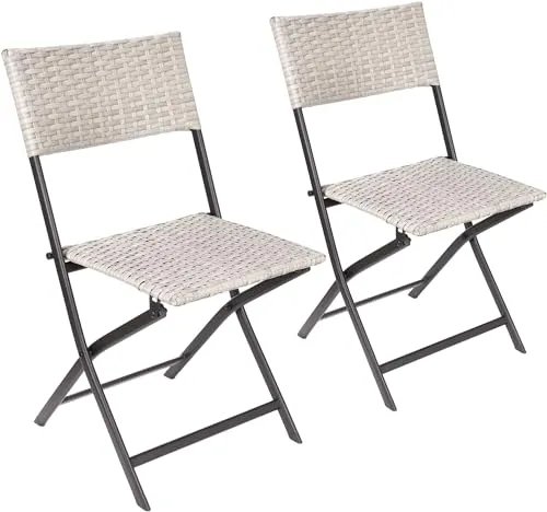BRUBAKER Campingstuhl Lugano - Wetterfester Klappstuhl für Garten und Balkon - Gartenstuhl im Set (2 St.) aus robustem Polyrattan, klappbar und ideal für Terrasse oder Balkon. Leicht zu verstauen und bis 150 kg belastbar.