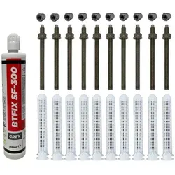 Schwerlast-Montageset M12x160 Edelstahl A4 - Eisenwaren, vielseitiges Montageset für sichere Befestigungen in Mauerwerk und Hohlräumen, inklusive Injektionsmörtel und Statikmischer, ideal für Vordächer, Geländer und Maschinen.