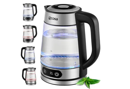 ecosa Wasserkocher EO-696 – 1.8 l, 2200 W, Edelstahl, Temperaturregelung - Hochwertiger Wasserkocher mit präziser Temperaturwahl und 7 Stufen für perfekten Genuss. Ideal für Tee, Kaffee und mehr – mit LED-Display und Warmhaltefunktion für 2 Stunden.