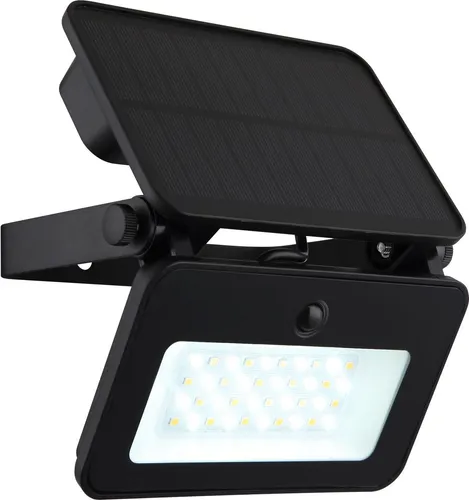 Außenwandleuchte Solarlampe mit Bewegungsmelder und LED, H 15,5 cm - Lampen: Solarleuchte in elegantem schwarz matt, IP65-zertifiziert, mit anpassbarer Helligkeit und Memoryfunktion für individuelle Beleuchtung im Garten oder Außenbereich.
