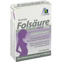 Folsäure 800 Plus B12+jod Tabletten von Avitale