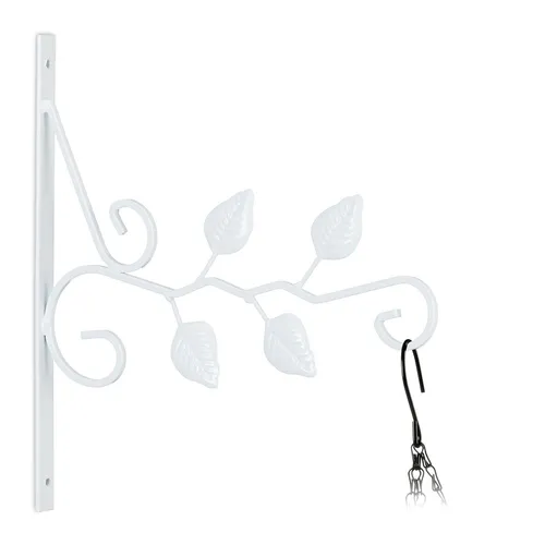 Blumenampel Halterung Wandblumenhalter Topfwandhalterung Ampelhaken Blätter weiß