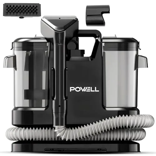 Powell Tragbarer Teppichreiniger & Fleckenentferner – 450-W-Sofa- & Fleckenreiniger für Teppiche, Möbel, Teppiche, Matratzen, Treppen & Autopolster | Leicht und schnell trocknend (Schwarz)