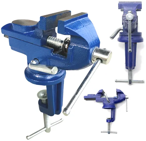 Drehbarer Schmiedeschraubstock mit Amboss, Gusseisen, 360°, 50 mm, massiv